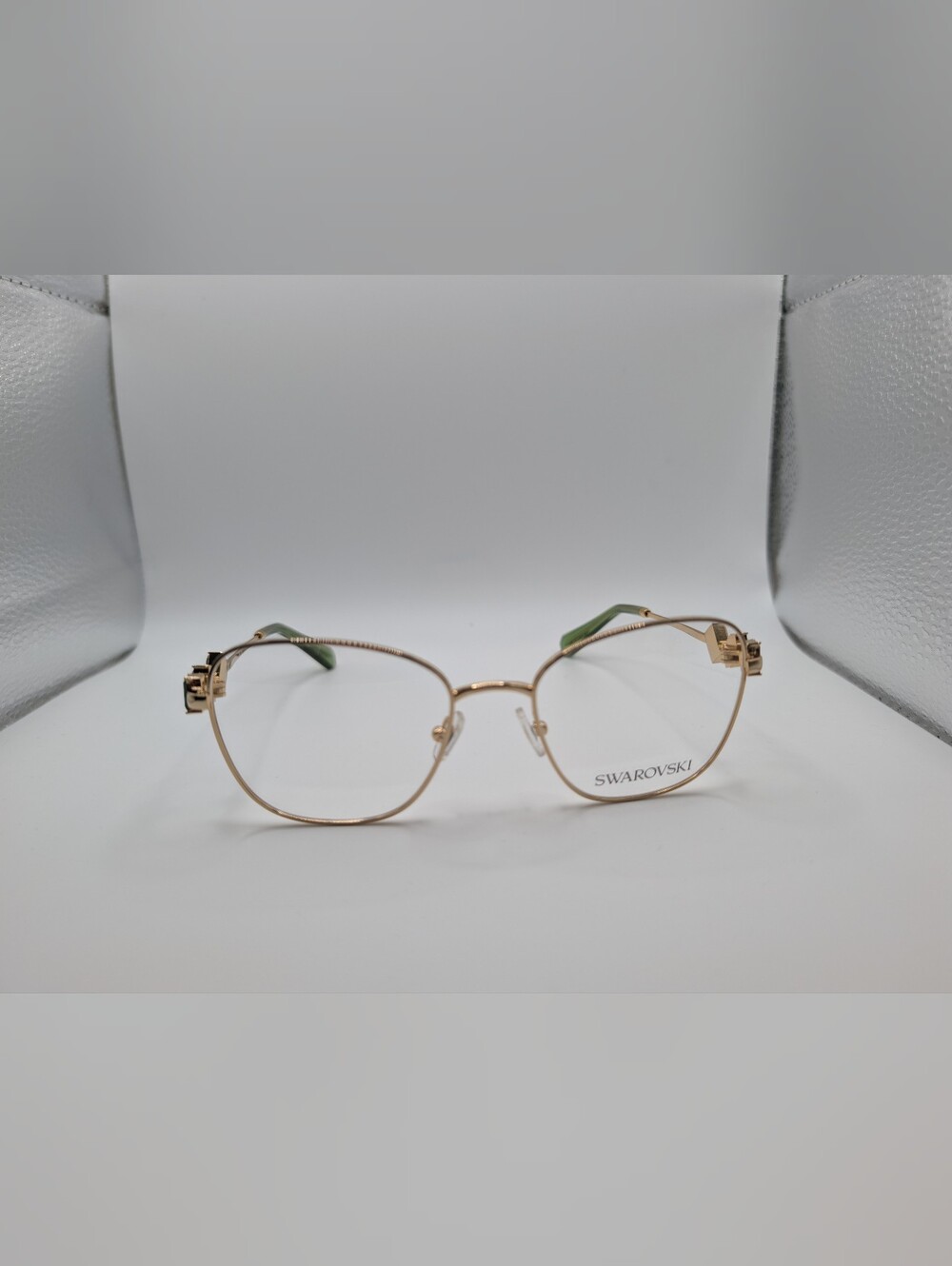 Swarovski SK 1025 Gold Green Crystal Eyeglasses Frames 52-18-140 NWT